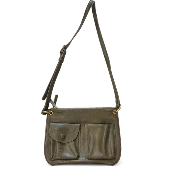 Anthropologie Handbags - Anthropologie Olive Crossbody Two Pouch Purse with Front Pocket